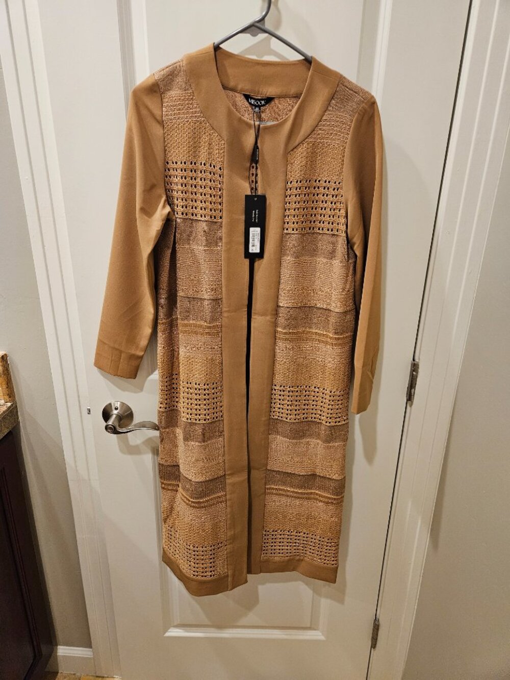 Misook Tonal Stripe Duster Cardigan Jacket- XS Italian Clay Color - New With Tag